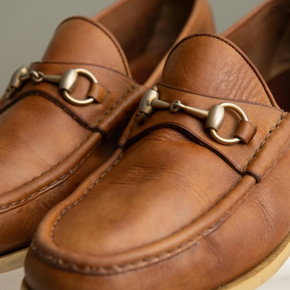 Gucci Men 10.5 Horsebit Loafers Brown Leather Quiet Luxury Old Money Minimalist